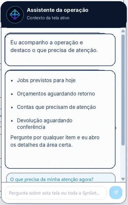 Exemplo completo do assistente contextual da SynSet